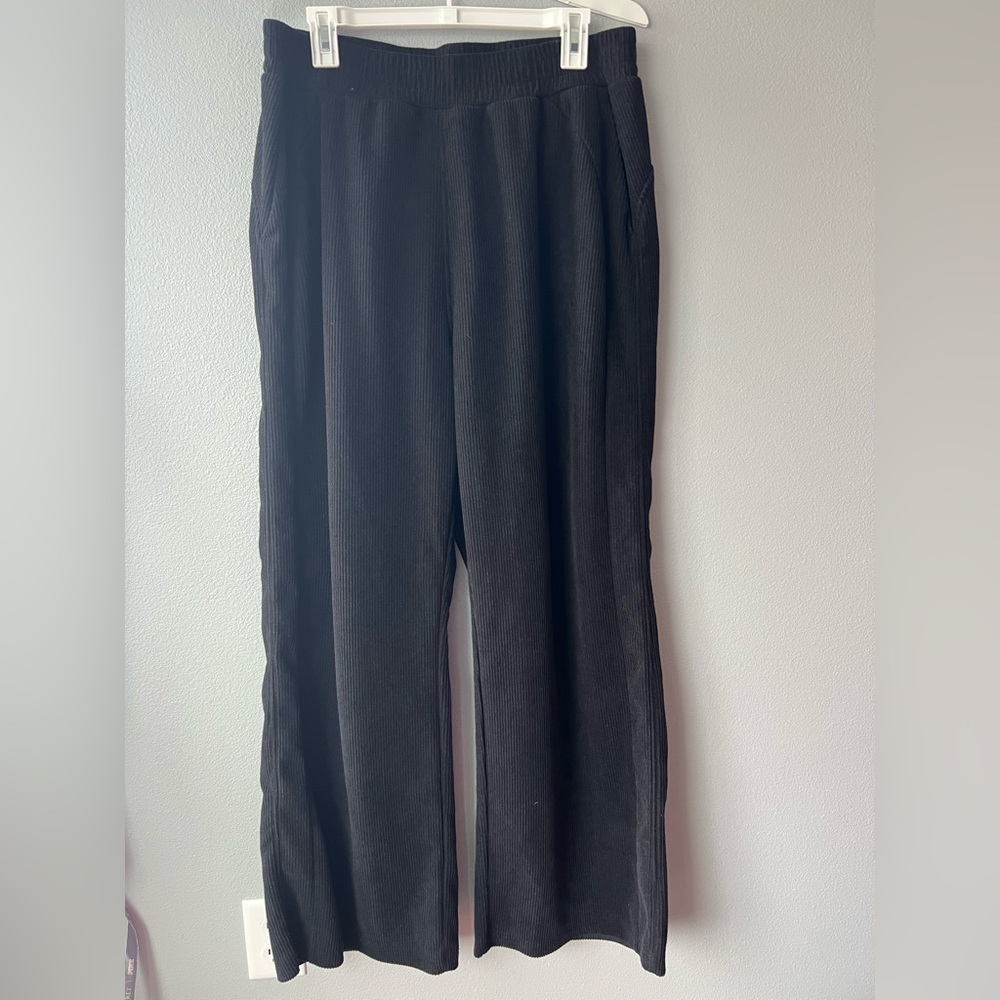 Halara black high rise wide leg corduroy elastic waist pull on pants Women’s XL